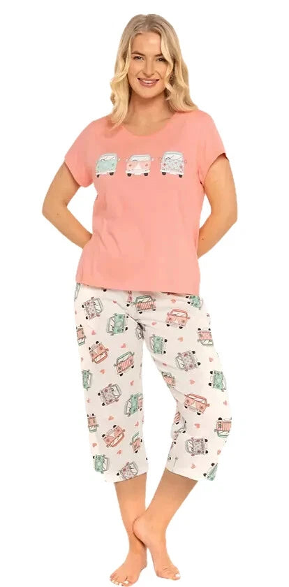 Ladies Suzy & Me.Cropped LEG Pyjamas in Pure 100% Cotton Jersey 8/18 n65