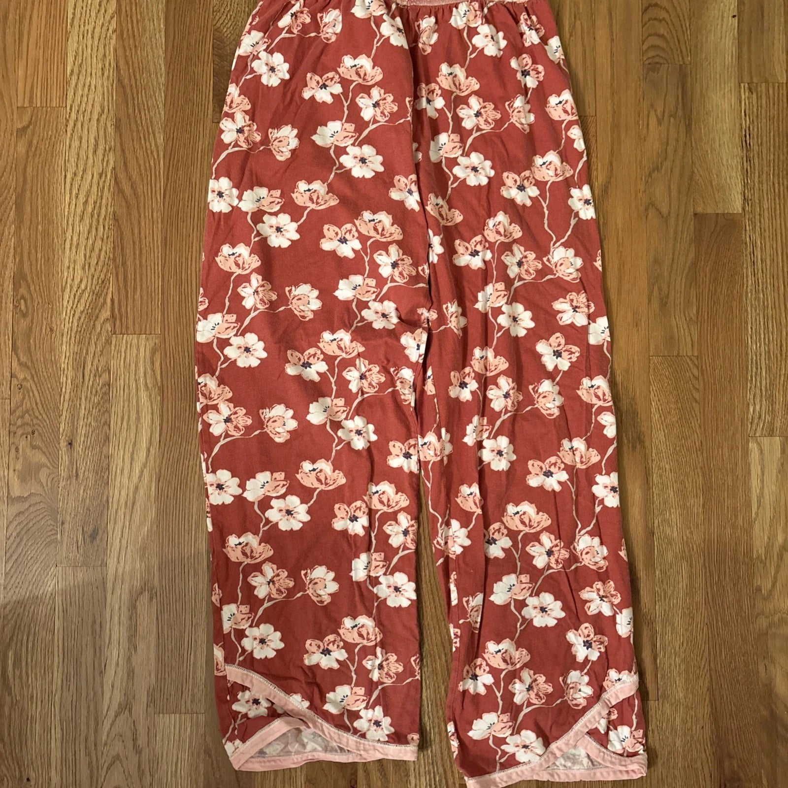 GARNET HILL Organic Cotton Asian Wrap Cropped Pajama Set SIZE Small Floral