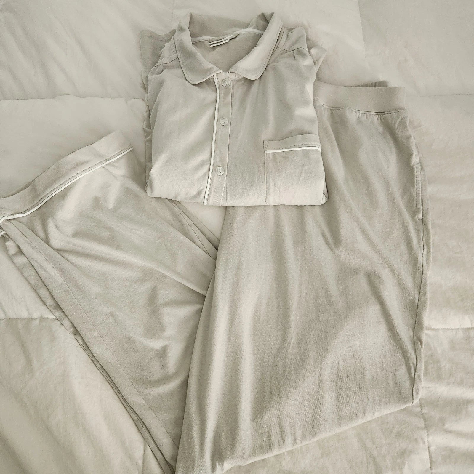 boll and branch Soft Knit Long Sleeve & Pants Pajama Set Organic Cotton Size 2X