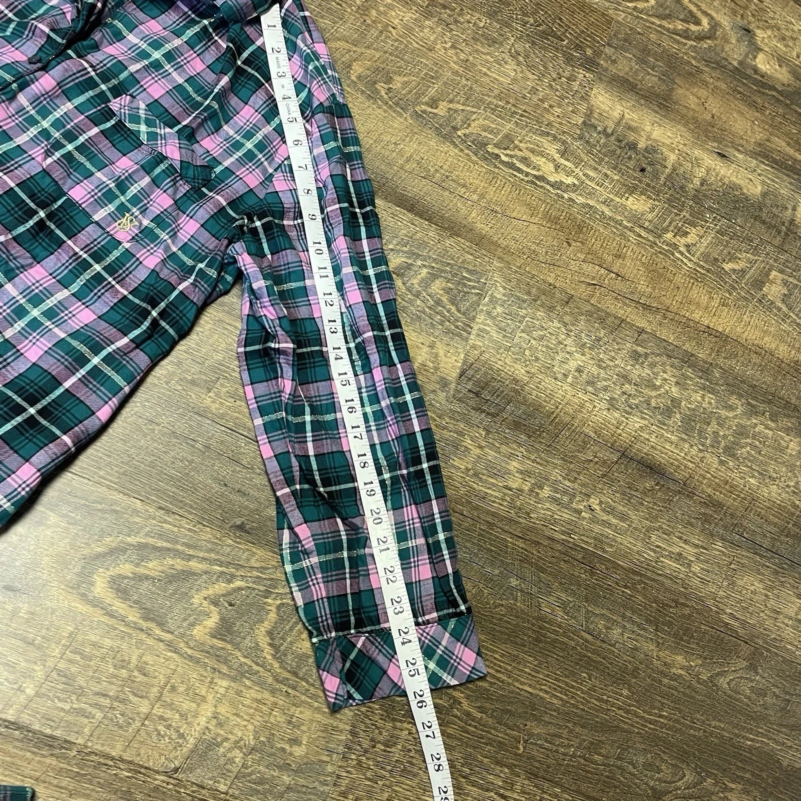 Victoria’s Secret PJ Set Thin Lightweight Flannel Plaid Green Pink Womens Large