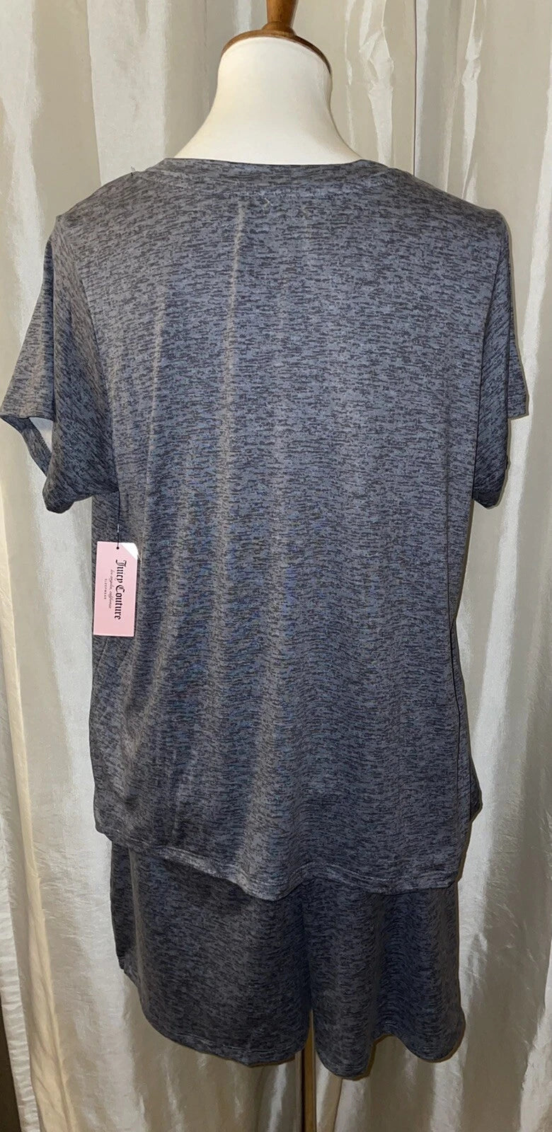 NEW Juicy Couture Crystal “Juicy” Logo PJ/Lounge Short Set Size XL Dark Heather