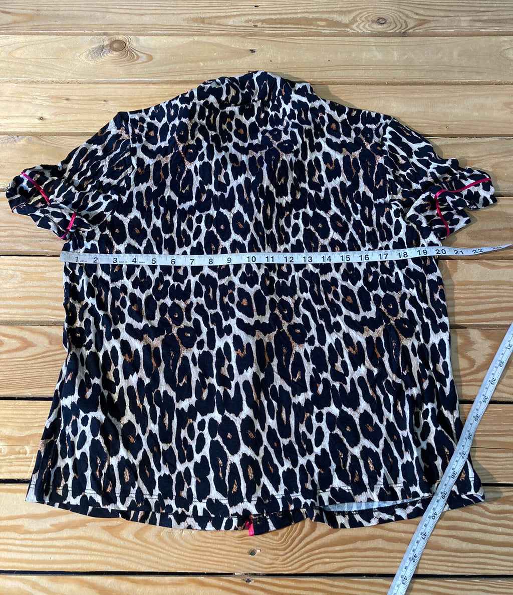 missguided NWT Women’s leopard shirt Short pajama set size 8 Black s3