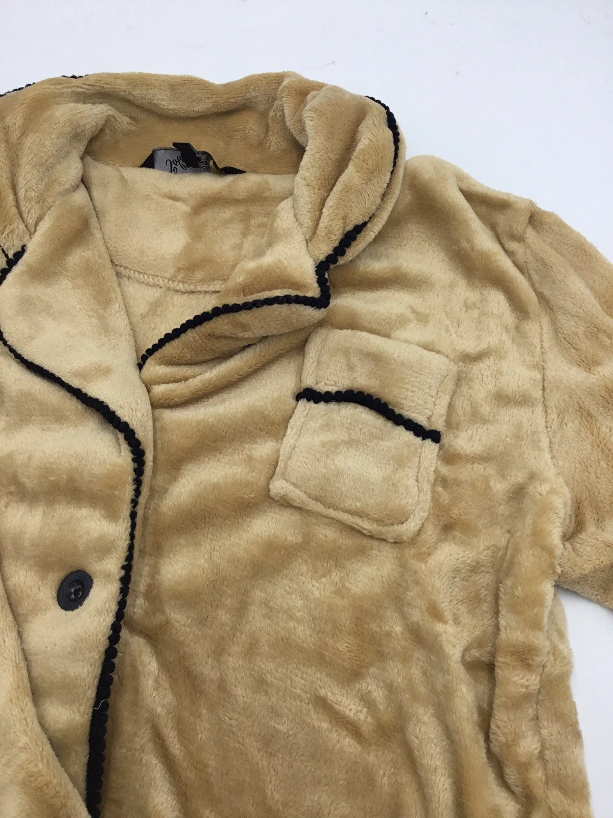 Soft & Cozy Co. Plush Button Front Pajama Set, Tan/Black, M/L