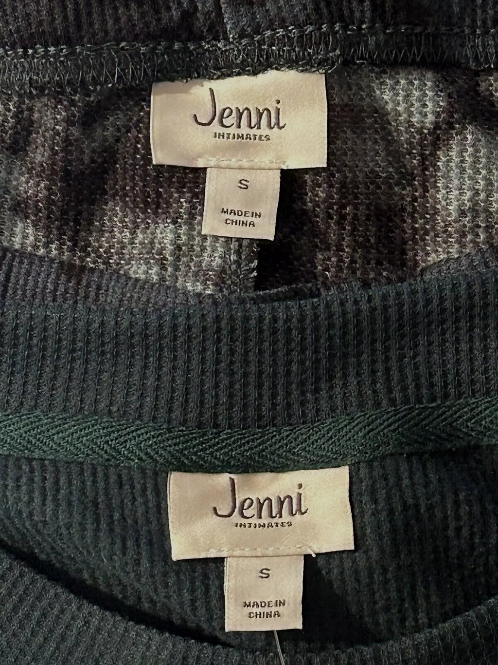 Jenni intimates Womans Pajama Set Size Small Green Knit Adjustable Waist NWT