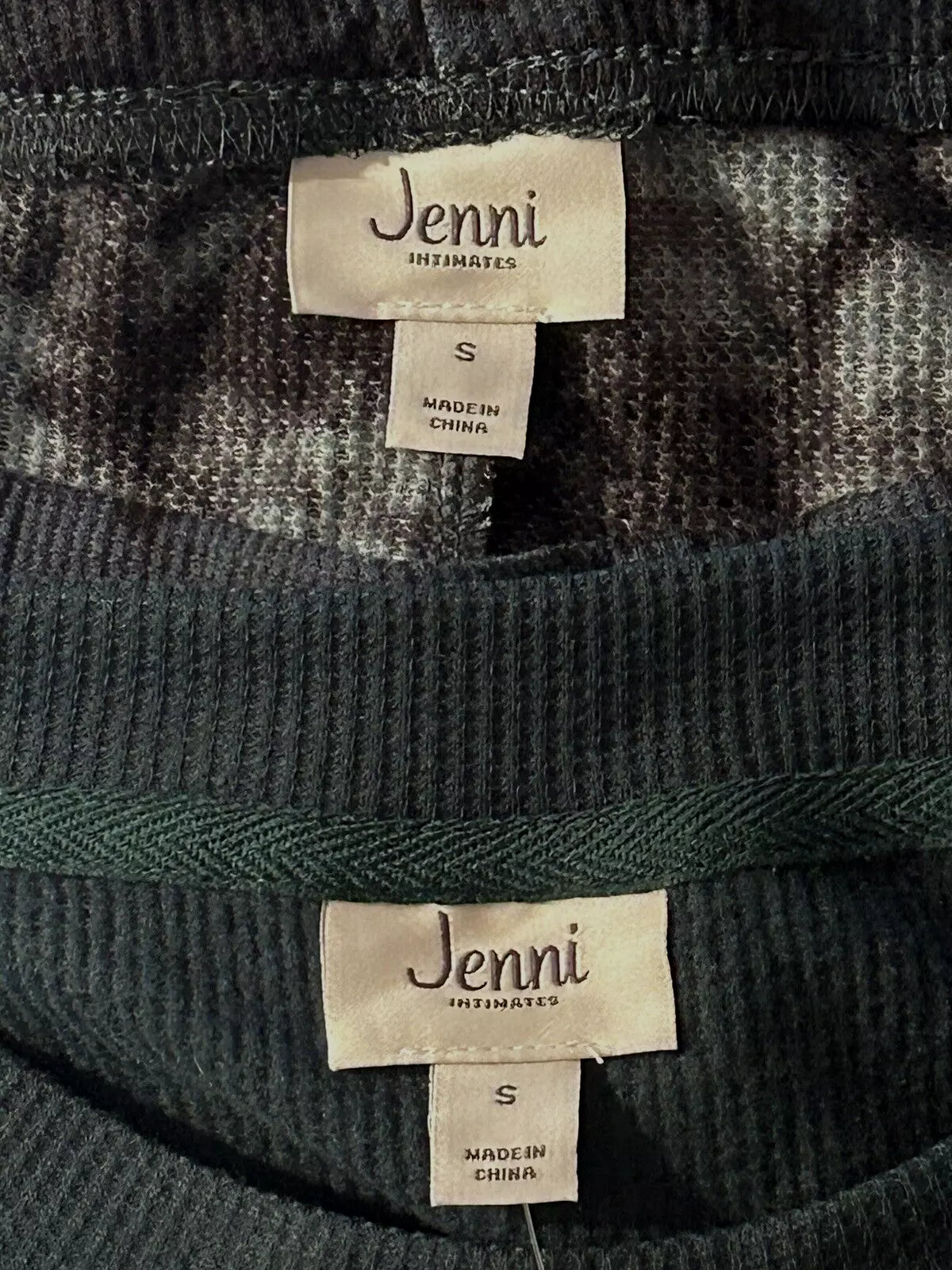 Jenni intimates Womans Pajama Set Size Small Green Knit Adjustable Waist NWT
