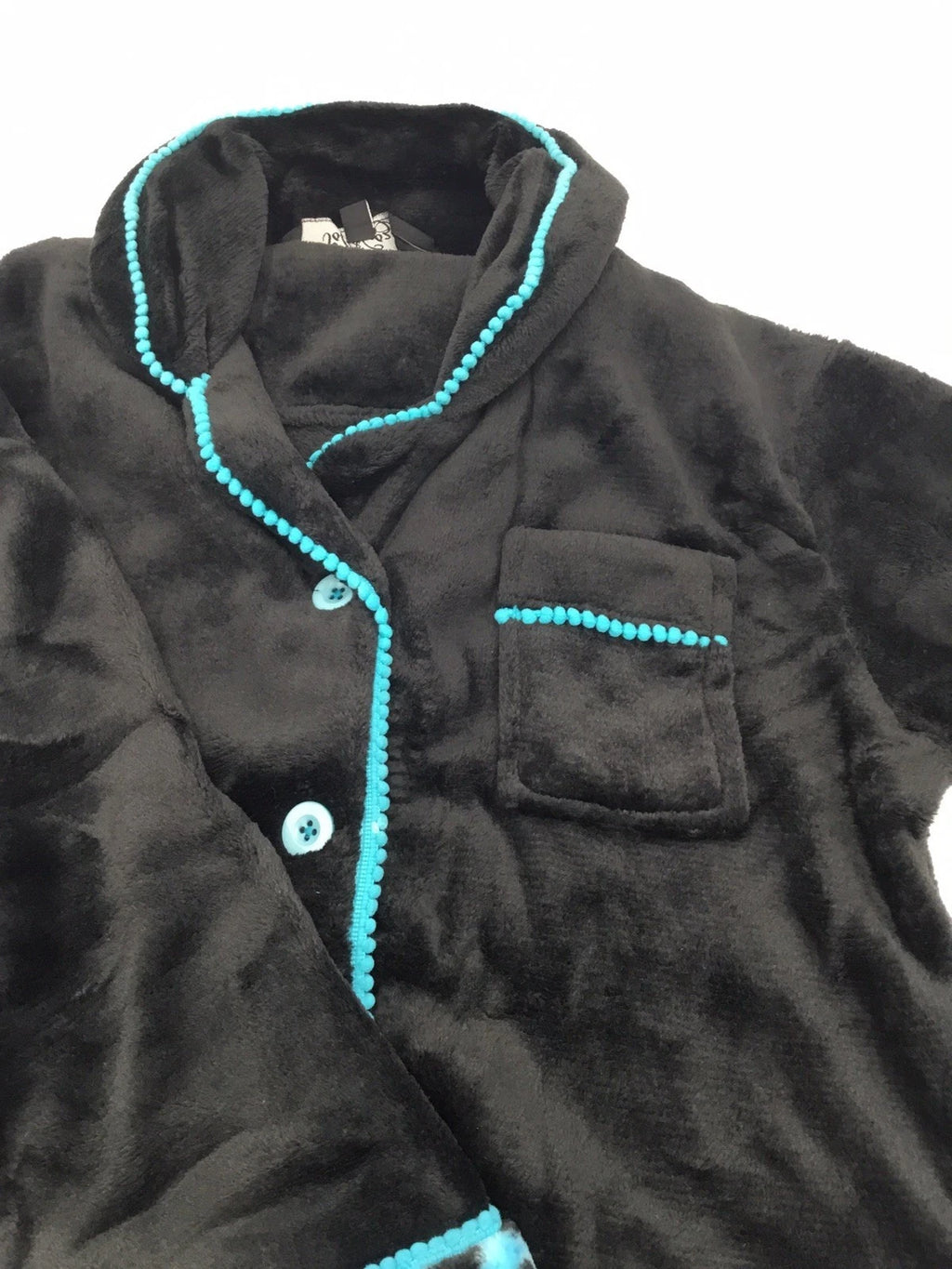 Soft & Cozy Co. Plush Button Front Pajama Set, Black/Blue, XS/S