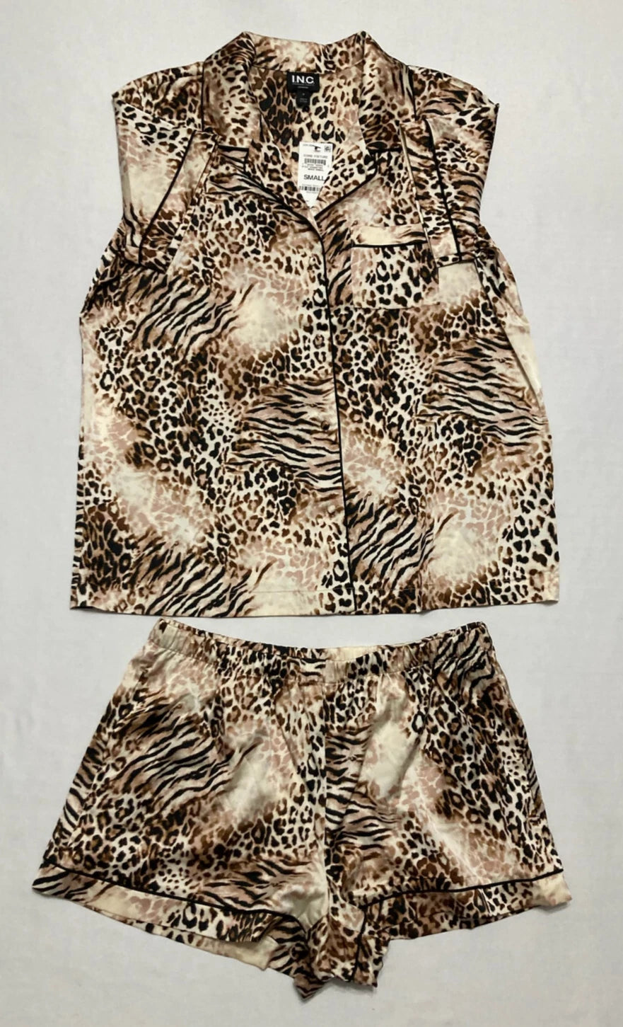 INC Pajama Set Top & Short Animal Print S