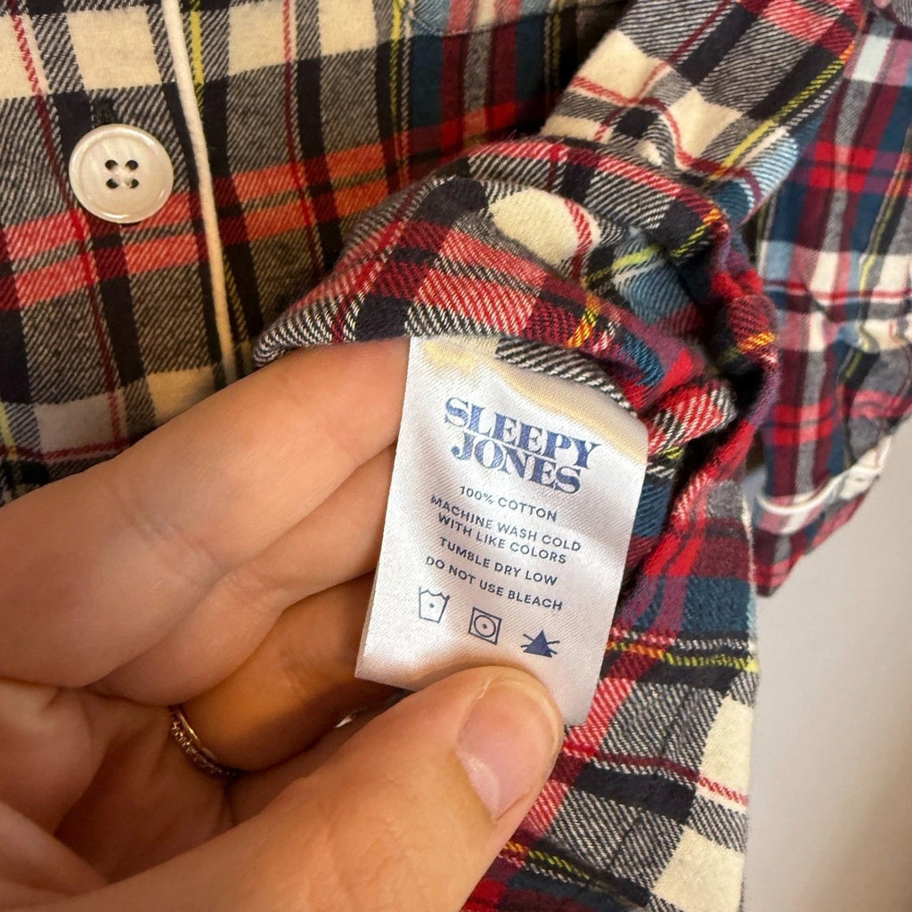 Sleepy Jones Women's Plaid Flannel Cotton Pajama Set Size M