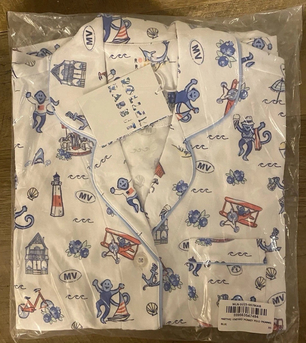 Martha’s Vineyard Roller Rabbit Exclusive Short Sleeve Polo Pajama Set XS