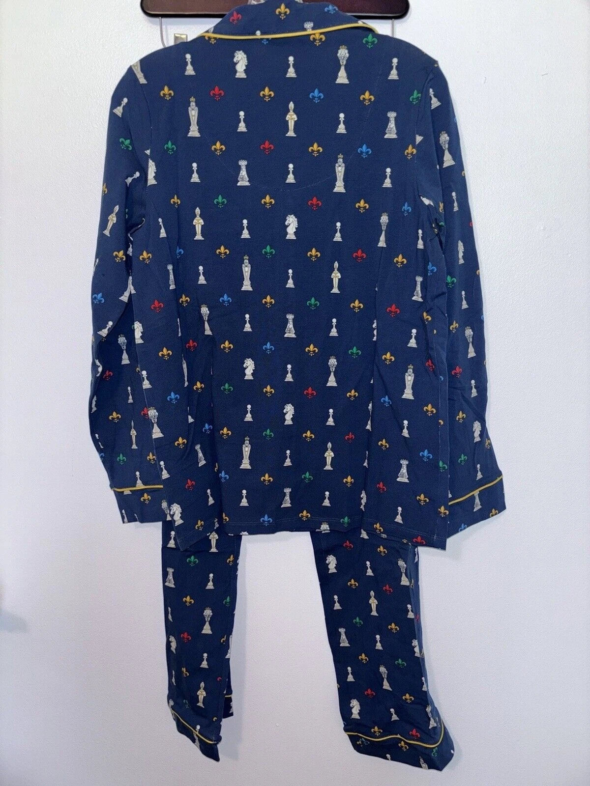 NEW BedHead Luxury Pajamas Chess Navy Blue Organic Cotton Set Small
