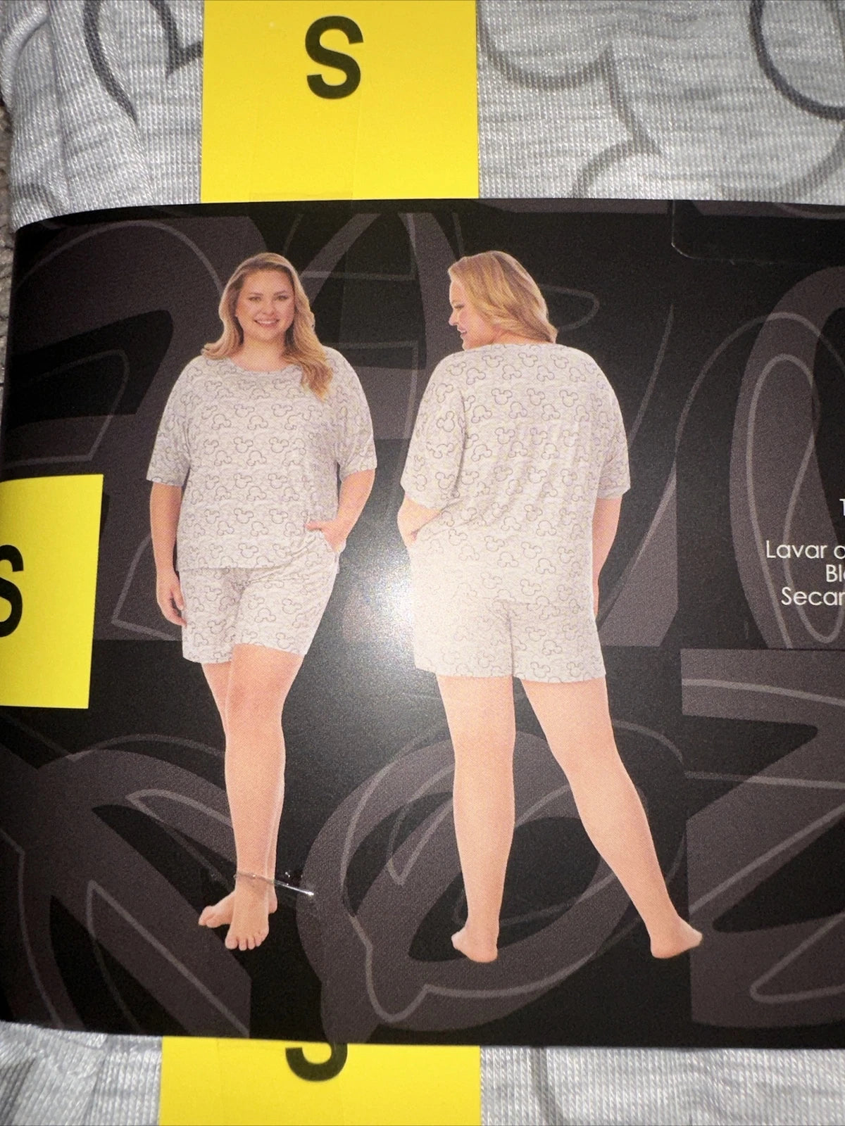 NEW Disney Women's 2 Piece Short Pajama Set Small Gray Mickey Mouse