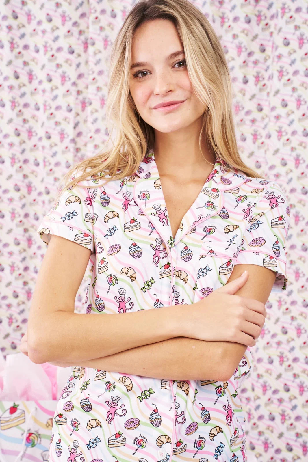 Roller Rabbit Sweet Dreams Swirl Polo Pajamas Size Medium