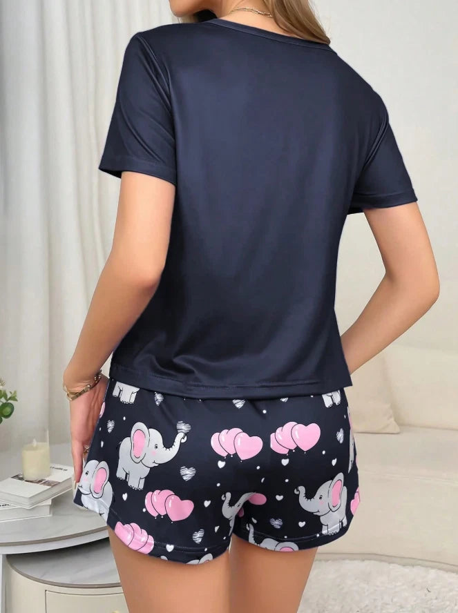 ELEPHANT Women's Ladies Pyjamas PJs Gift Novelty Slogan Size  8 10 12/14 16 navy