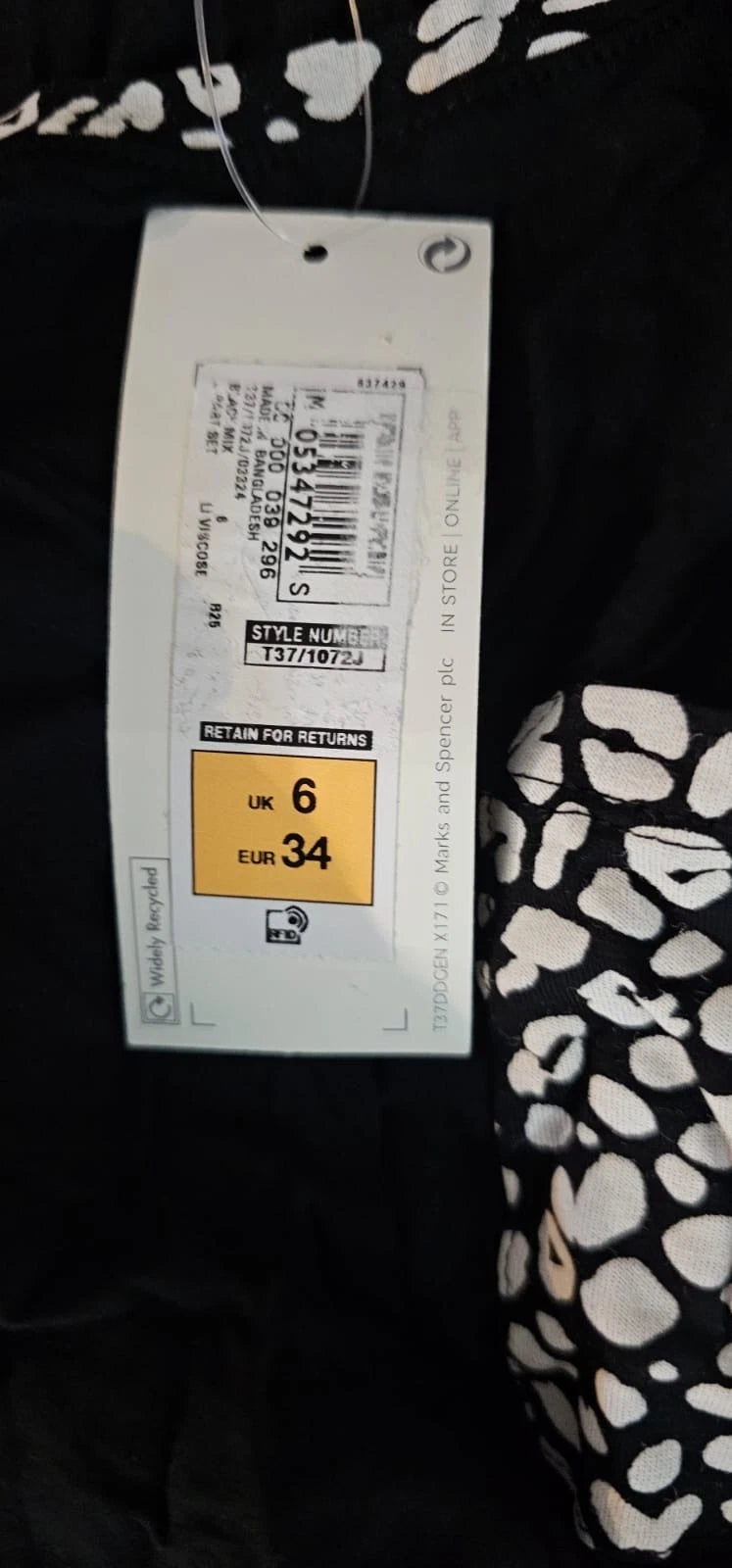 New M&S Leopard Animal Print Black & White Shorts Pyjamas Set UK 6, 8, 12