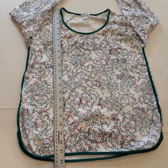 Lake Pajamas Holiday Lights Print 2 Piece Set Small Pima Cotton Top Pants EUC