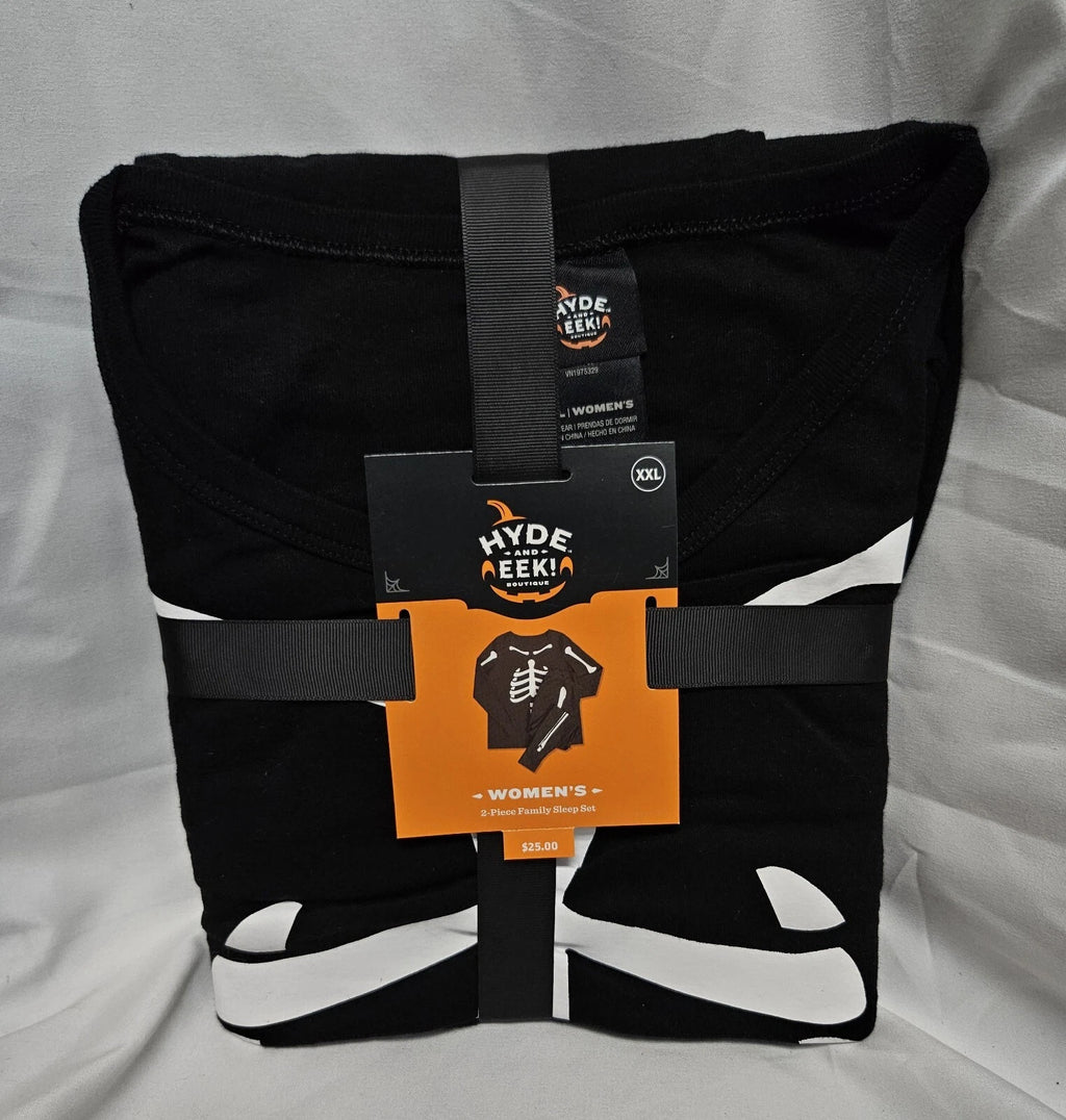 New Women's Halloween Skeleton Sleep Set Hyde & EEK! Boutique Black Size XXL