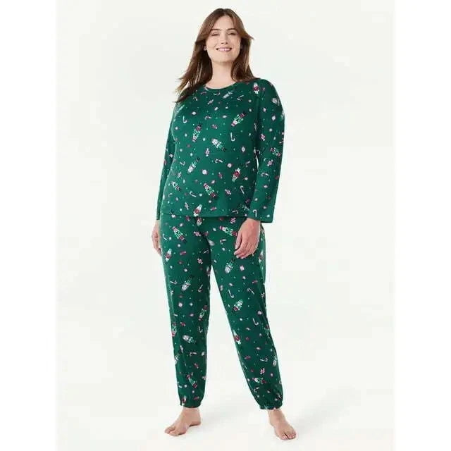 Joyspun Size Medium(8-10) Nutcracker Pajama Set Long Sleeve Pockets Top & Pants
