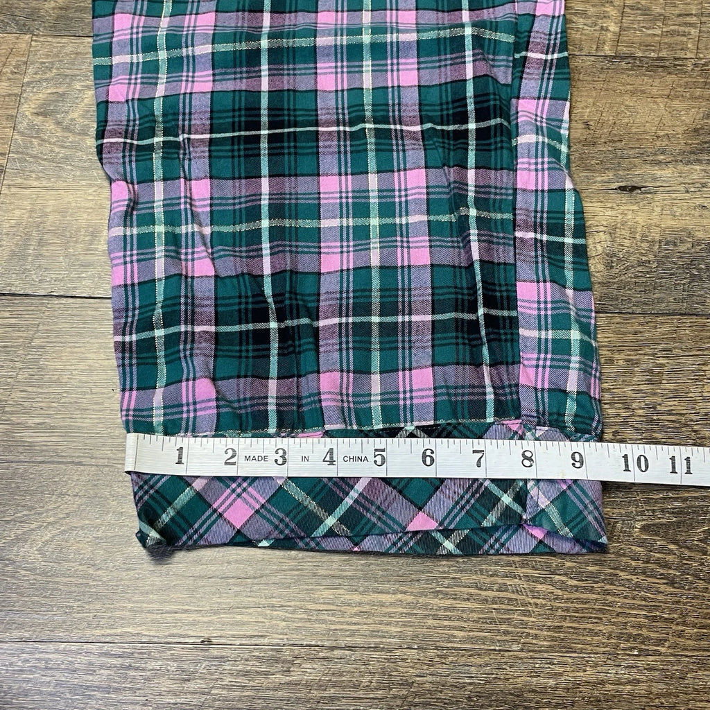 Victoria’s Secret PJ Set Thin Lightweight Flannel Plaid Green Pink Womens Large