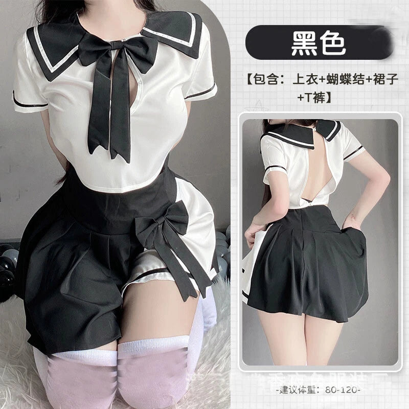 Sweet Students JK Uniform Bow Sleepwear Sexy Lingeries School Cosplay Costume