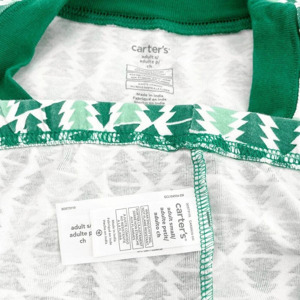 Carter's Womens Pajama Set Size S Green Christmas Tree Long Sleeve Crew Holiday