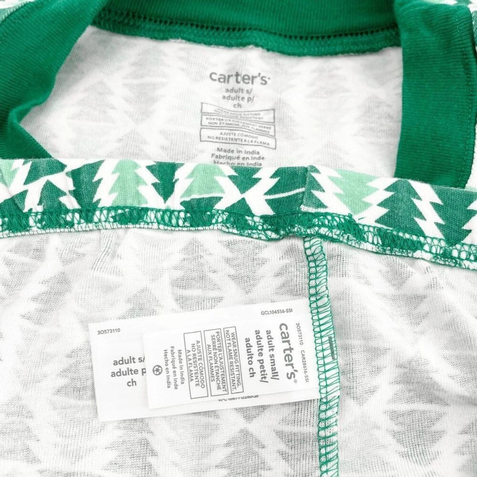 Carter's Womens Pajama Set Size S Green Christmas Tree Long Sleeve Crew Holiday