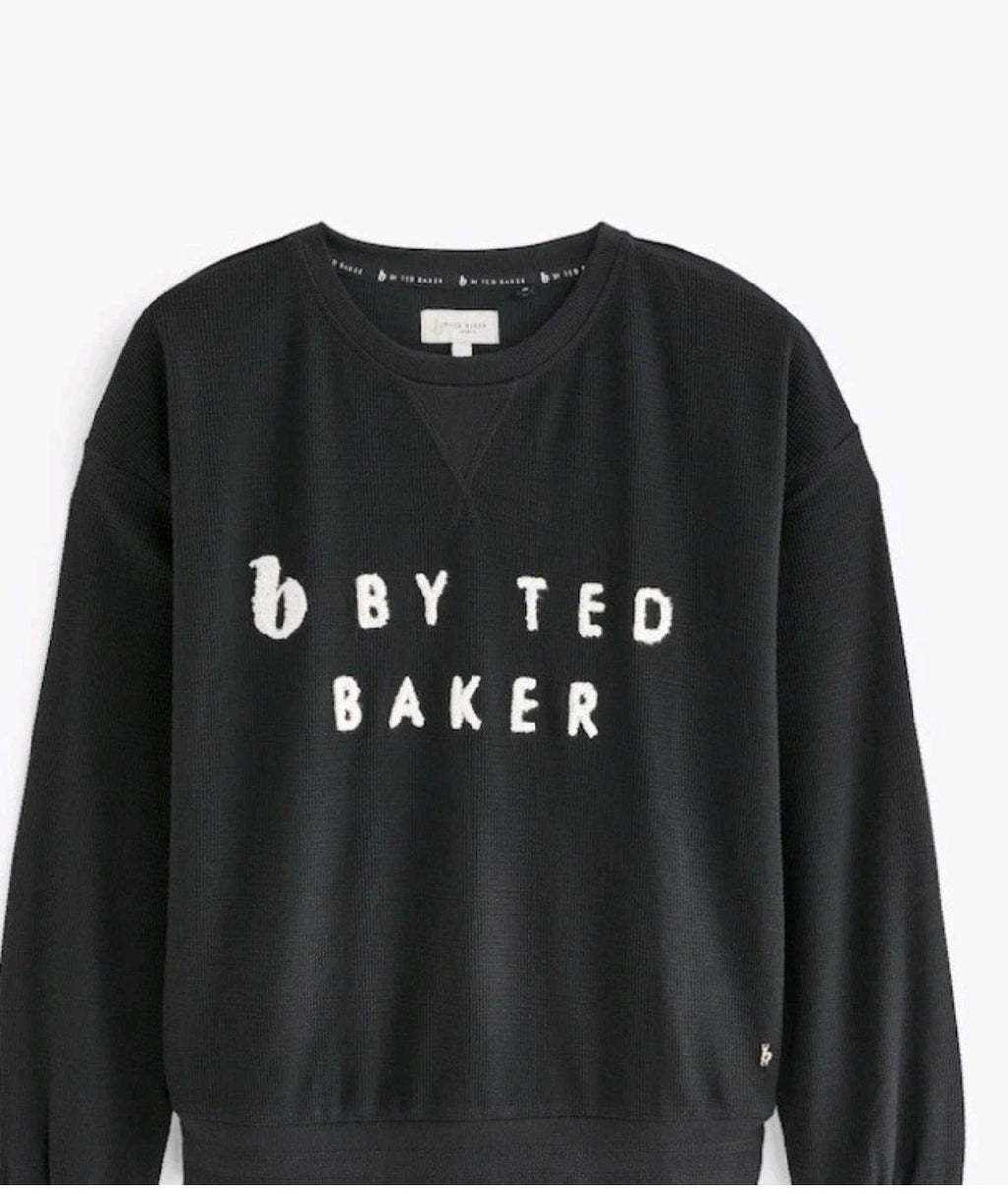 Ted Baker Size 16 Womens Black Waffle Pyjamas Joggers Loungewear Set BNWT