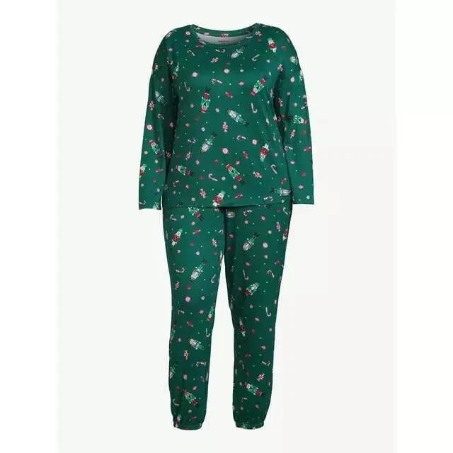 Joyspun Size Medium(8-10) Nutcracker Pajama Set Long Sleeve Pockets Top & Pants