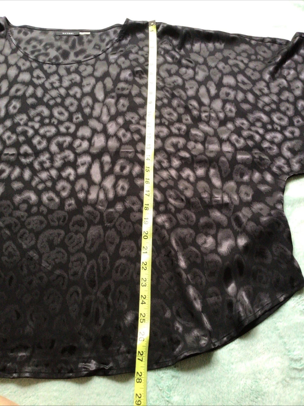 Natori Satin Pajamas Shirt Pants Black Animal Print Size 3XL Lounge Wear