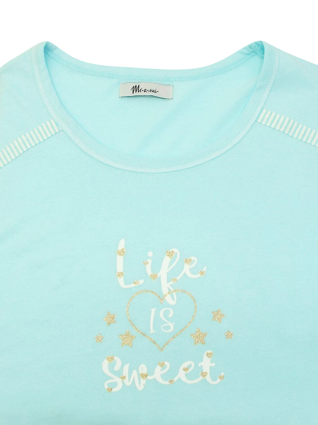 Italian Mi-a-mi Aqua Cotton Heart Frill Trim Shorts Pyjama Set 10 12 14 16 20