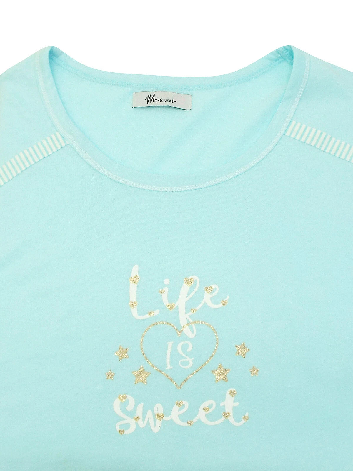 Italian Mi-a-mi Aqua Cotton Heart Frill Trim Shorts Pyjama Set 10 12 14 16 20