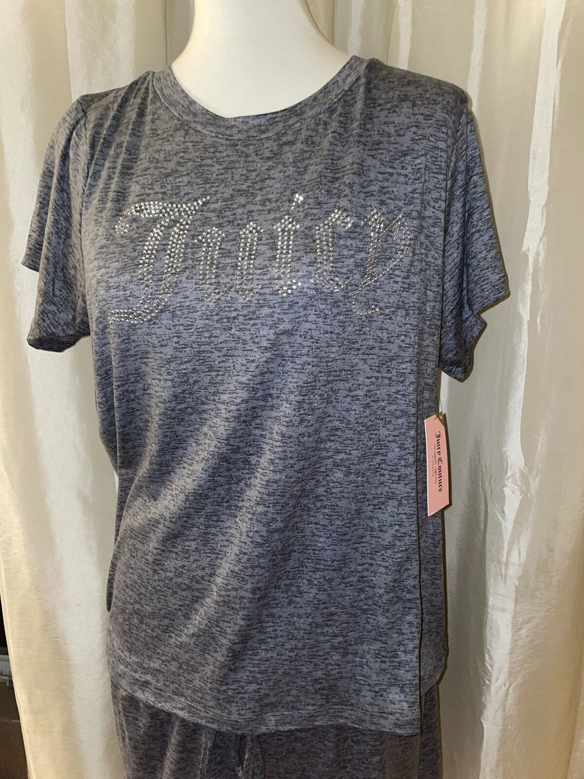 NEW Juicy Couture Crystal “Juicy” Logo PJ/Lounge Short Set Size XL Dark Heather