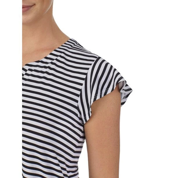 NWT ELLEN TRACY BLACK & WHITE STRIPED 2 PC TOP & CAPRI PANTS PAJAMA SET $60 2X