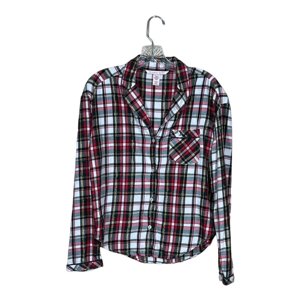 Victoria's Secret The Dreamer Metallic Plaid Matching Pajama Set Womens XS