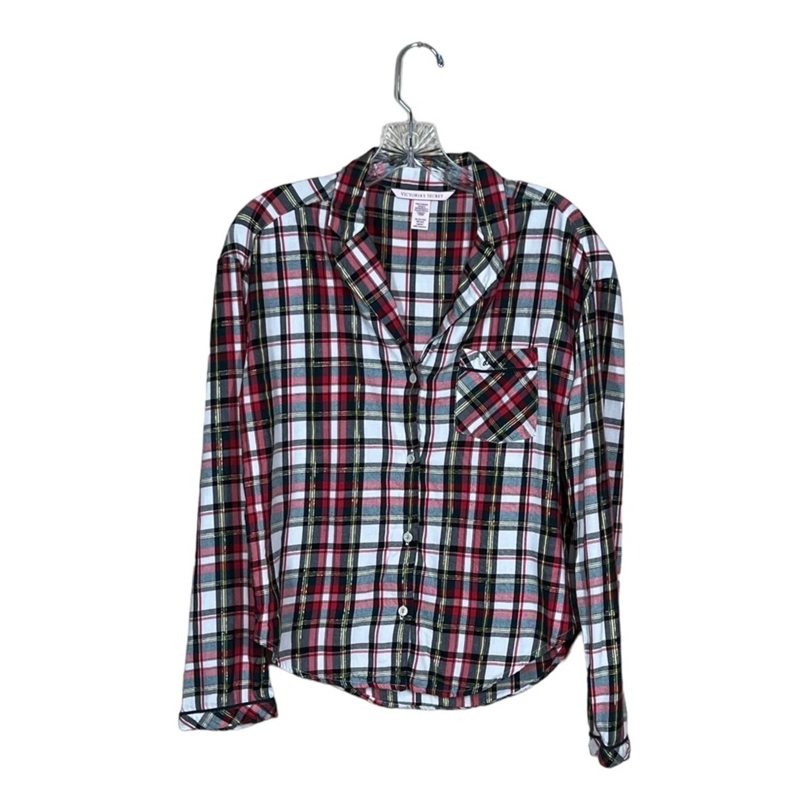 Victoria's Secret The Dreamer Metallic Plaid Matching Pajama Set Womens XS