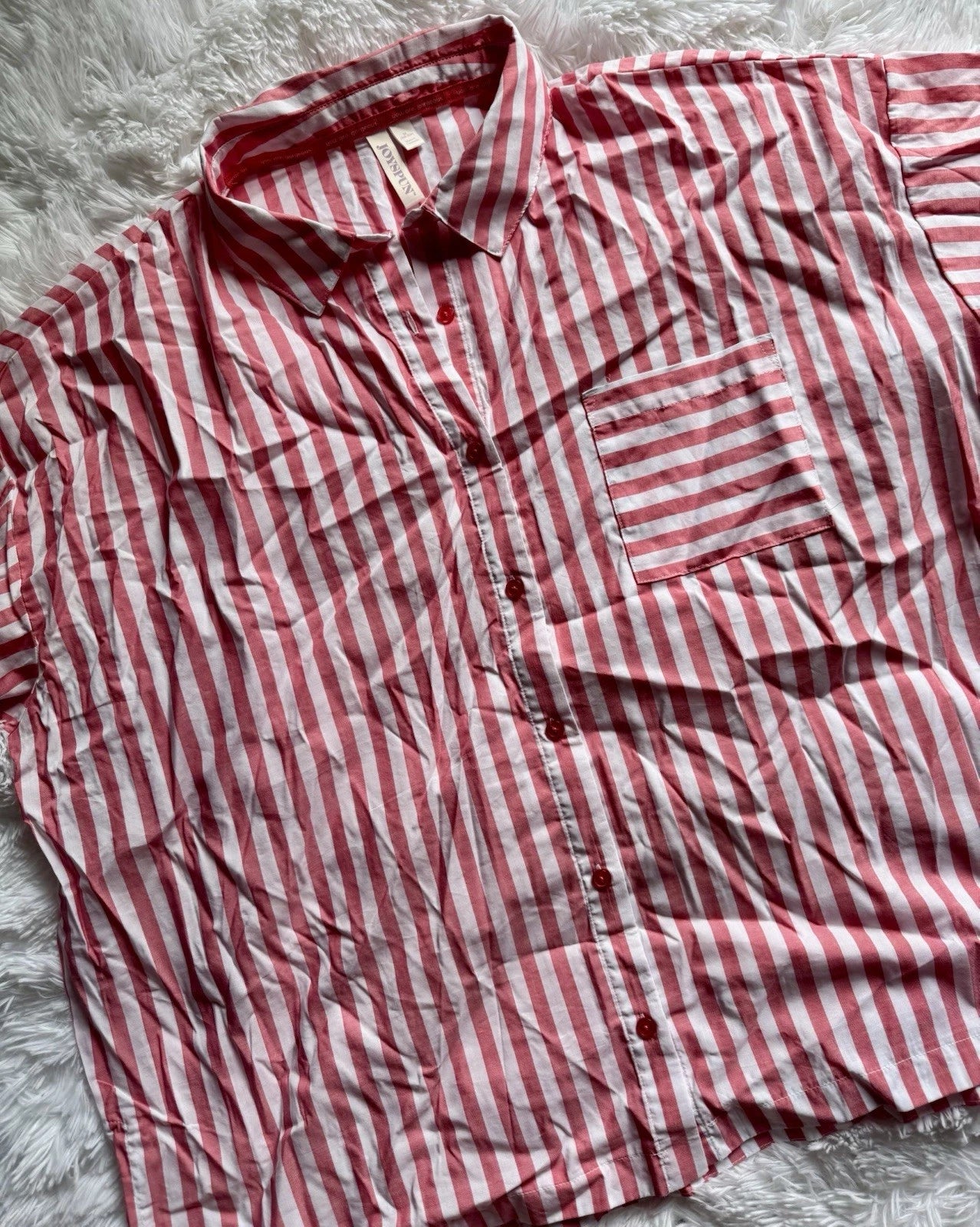 Joyspun Women’s Pajama Set 2 Piece Shorts Striped Pink White Size 2X