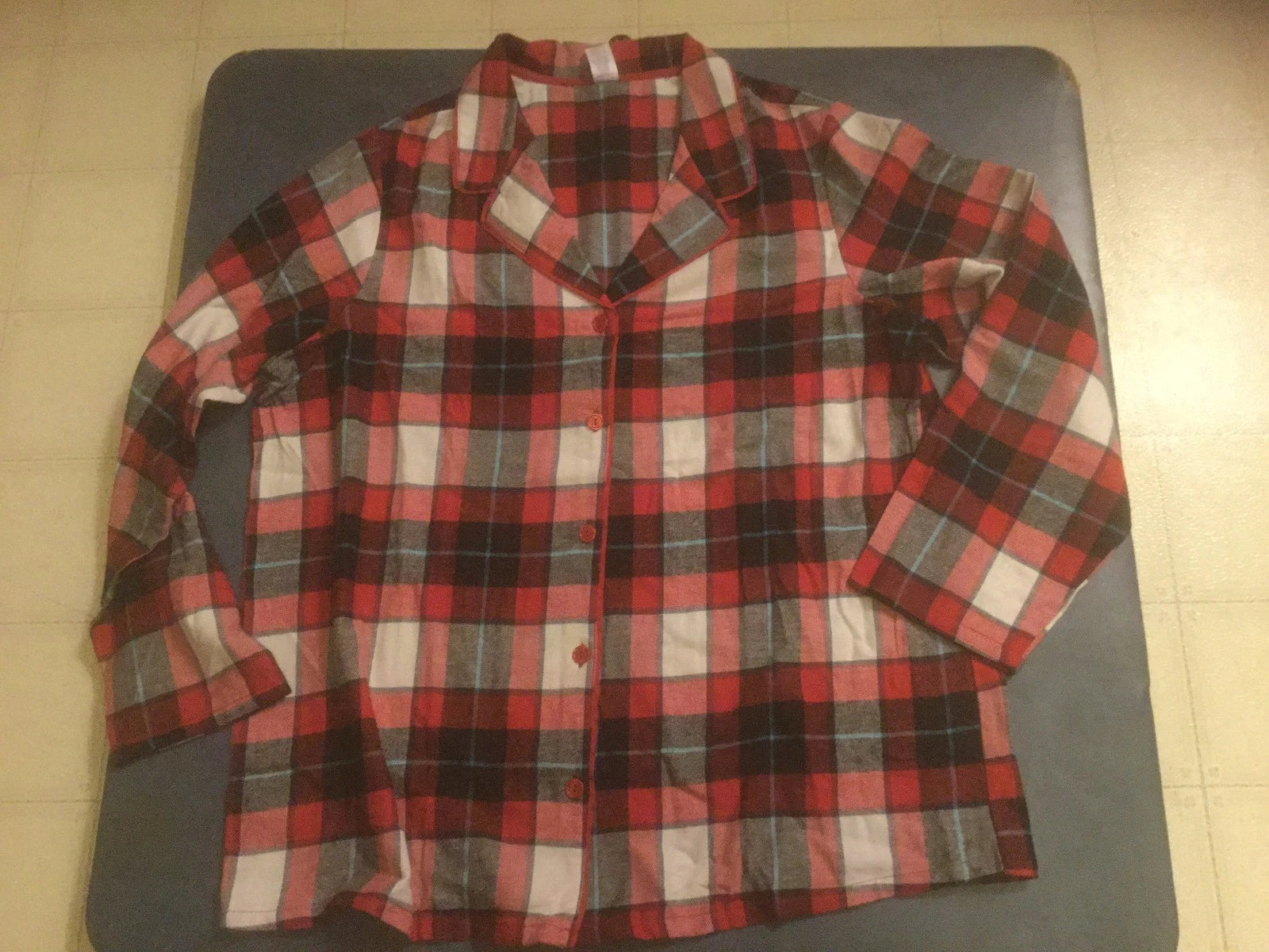 Sleep Chic Women's Plus Size 1X Red Plaid Long Sleeve Sleep Set $48 NWT