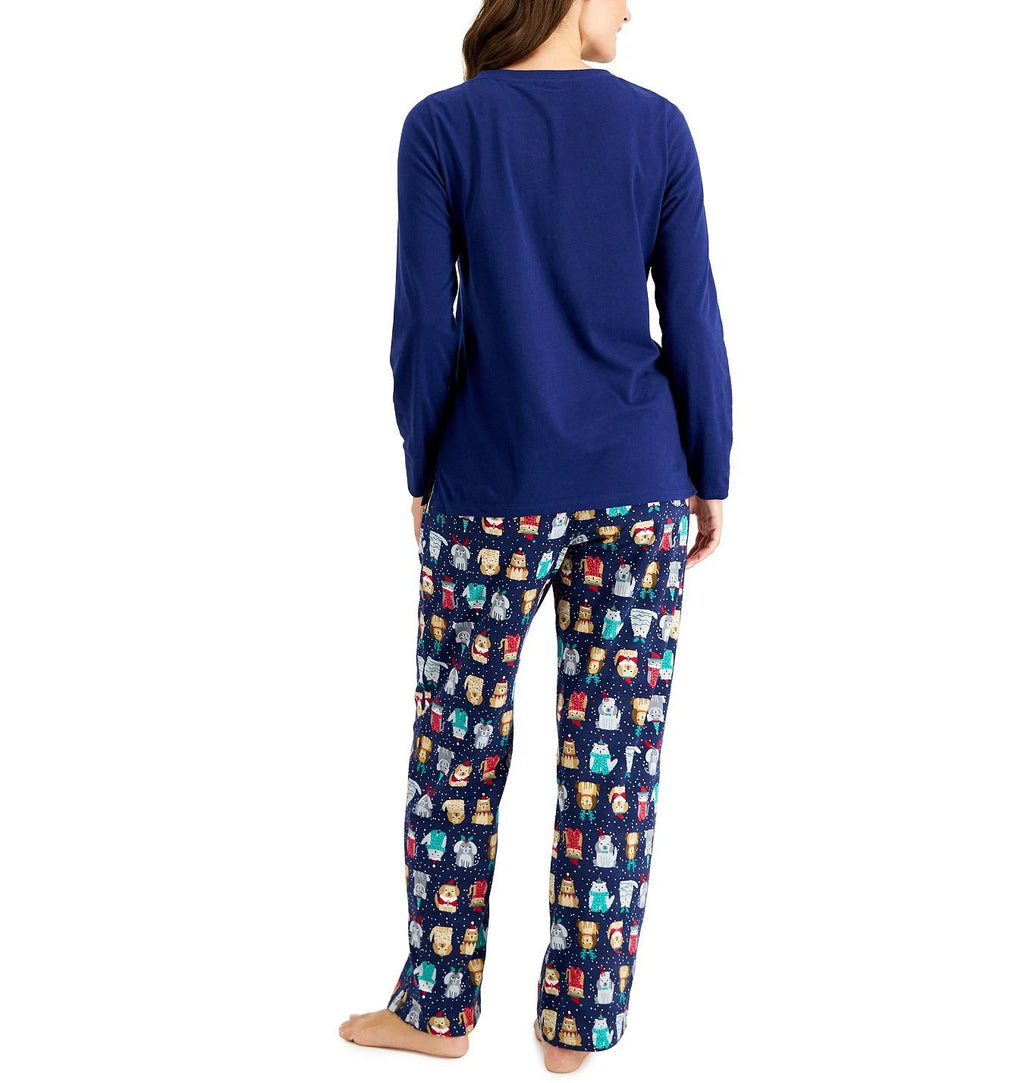 Family Pajamas Matching Women’s Bah Humbug Novelty Pajama Set, Blue, Small