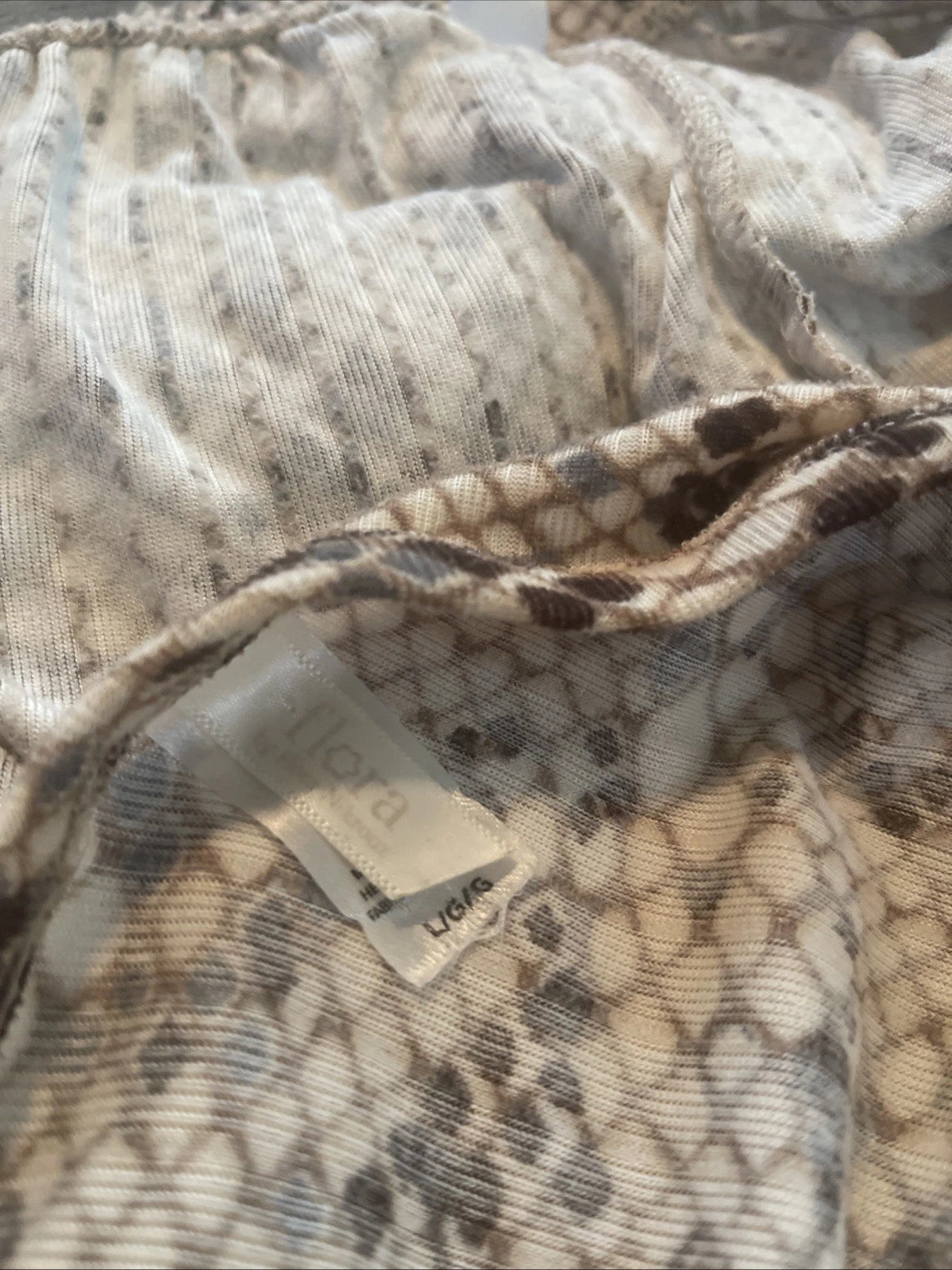 Flora Nikrooz Large Pajama Set Brown Print Long Sleeve Lindsey Pants Soft Knot