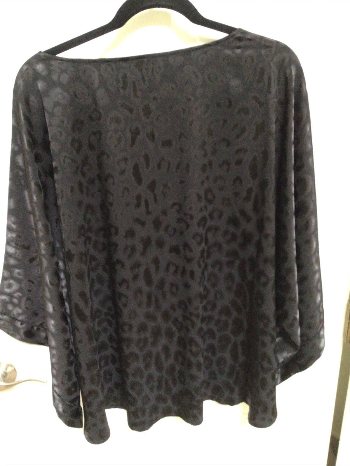 Natori Satin Pajamas Shirt Pants Black Animal Print Size 3XL Lounge Wear