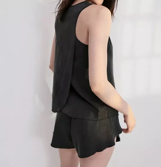 Lunya Washable Silk Pajama Set Black Size L New