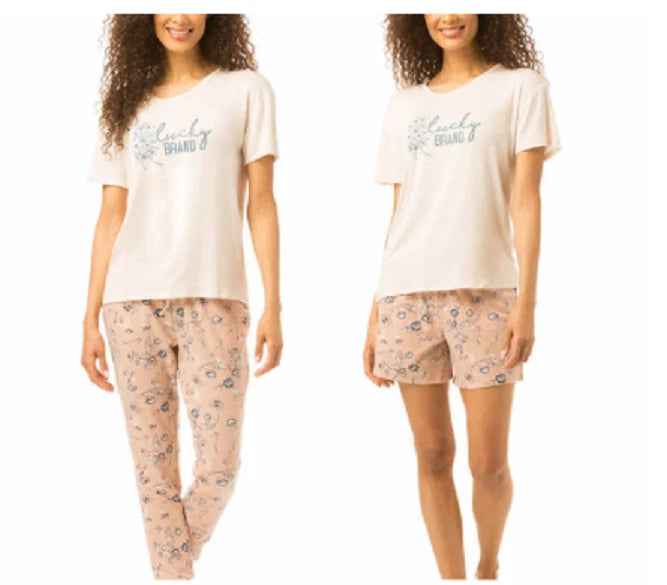 NEW Lucky Brand Women's 4 Way Stretch 3-Piece Pajama Set Size 2X