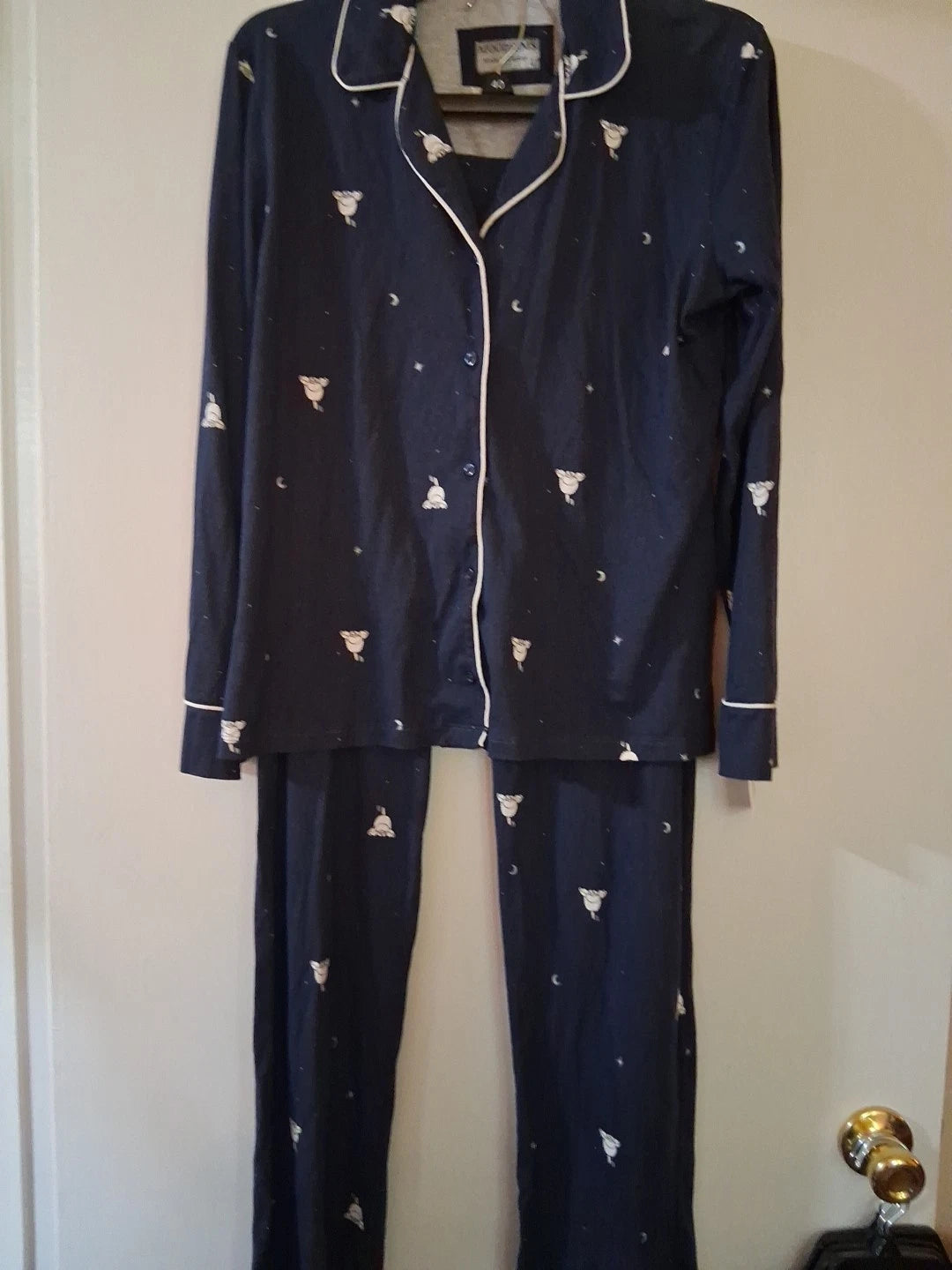 MOOD PJMS Pajama Set Top Notch Collar Sleepy Dog Ultra Soft L