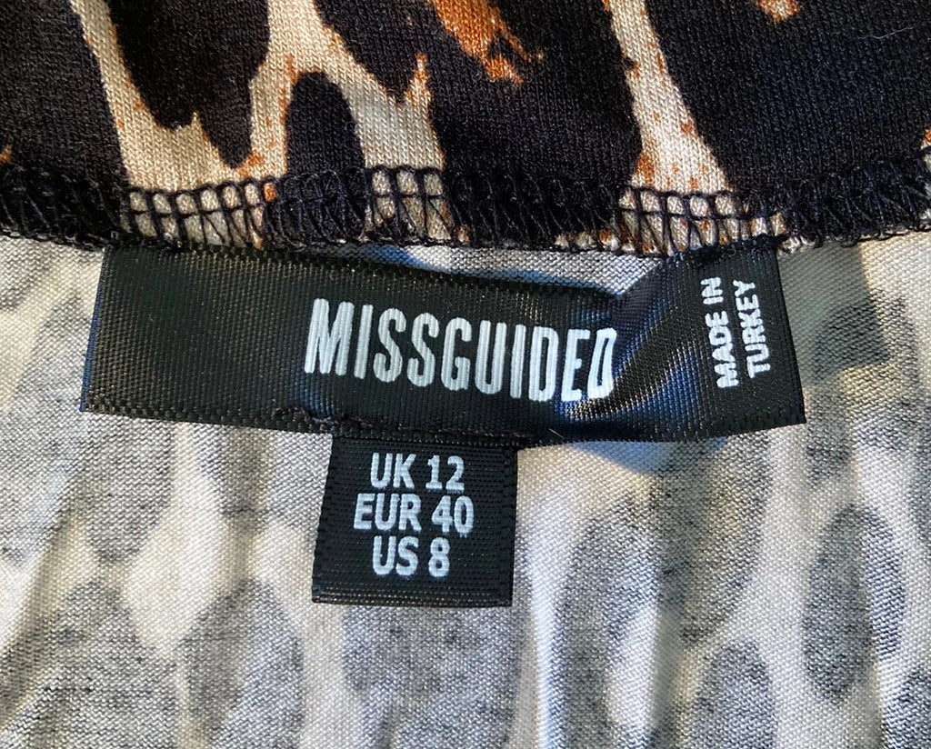 missguided NWT Women’s leopard shirt Short pajama set size 8 Black s3