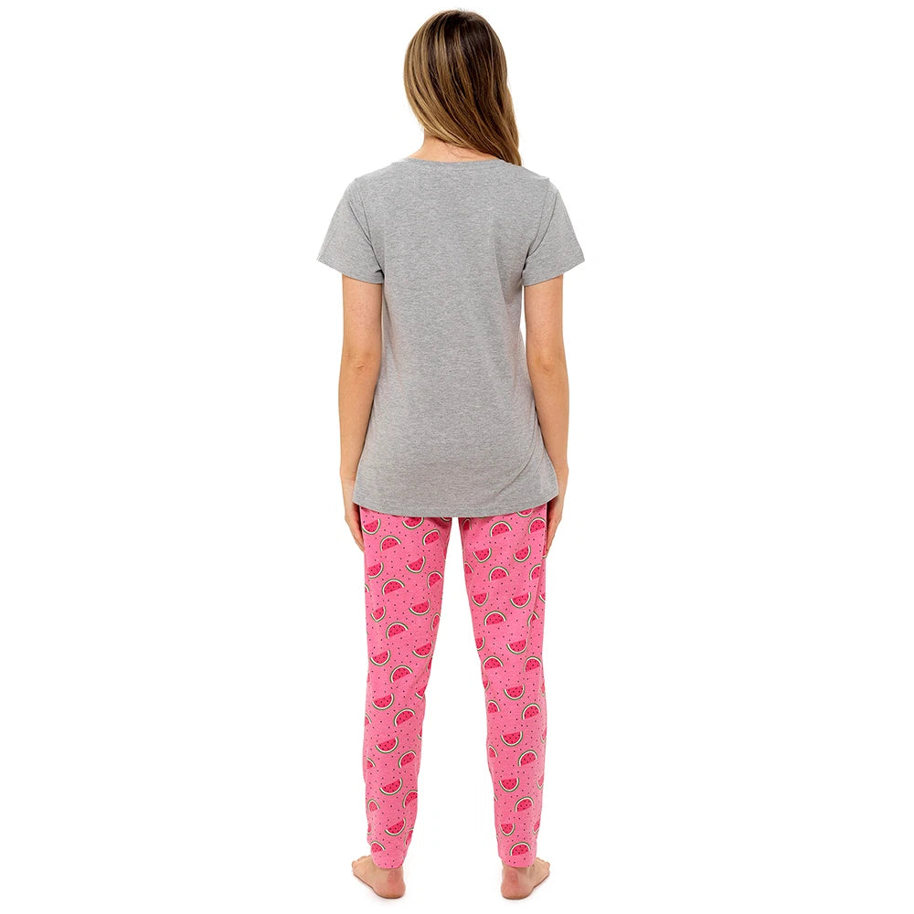 Ladies Pyjamas Set Womens Cotton Pyjama T Shirt & Pants Loungewear Sleepwear PJs