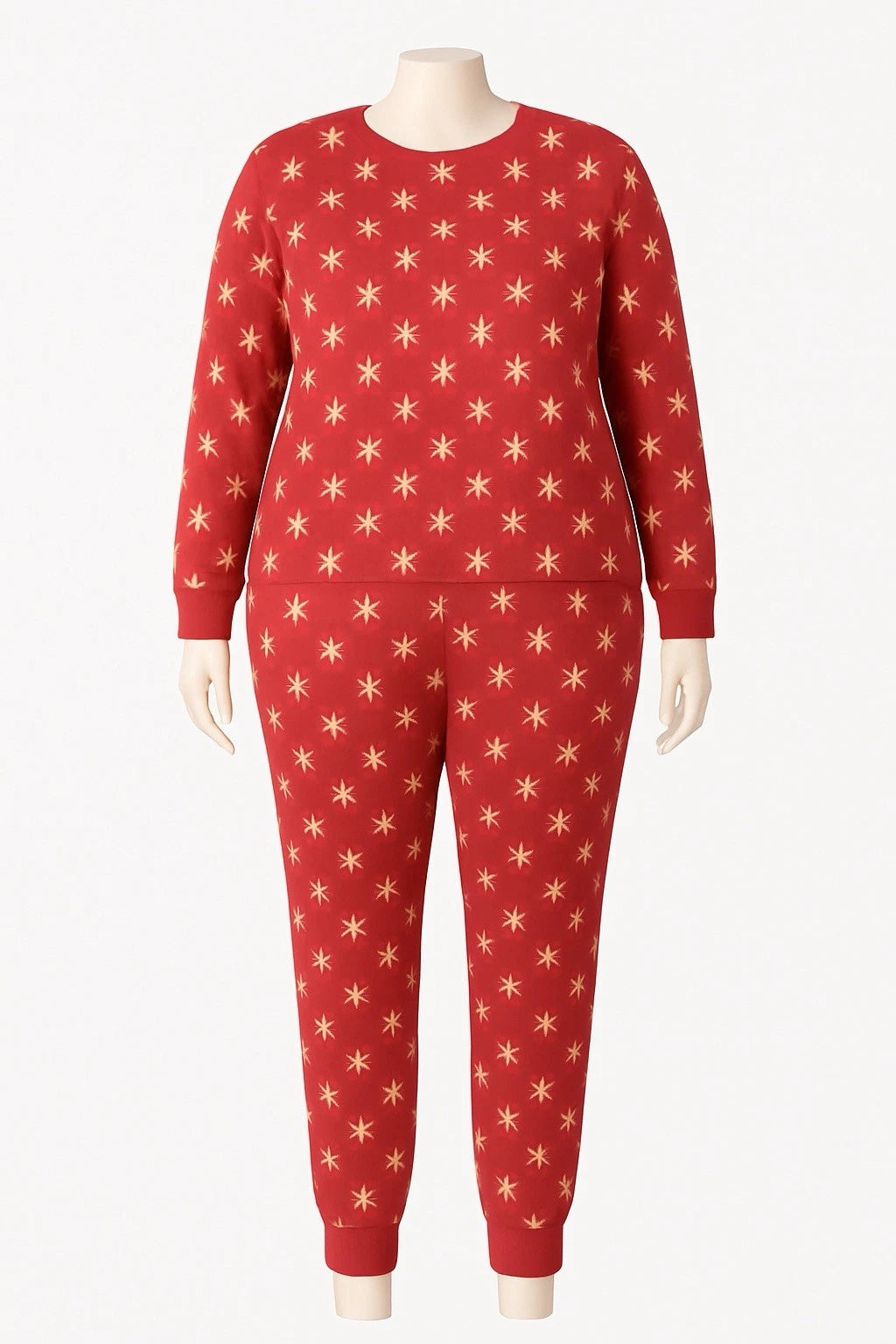 3X Hot Pink Snowflake Pajama Set Knit Brushed Fleece Loungewear Winter