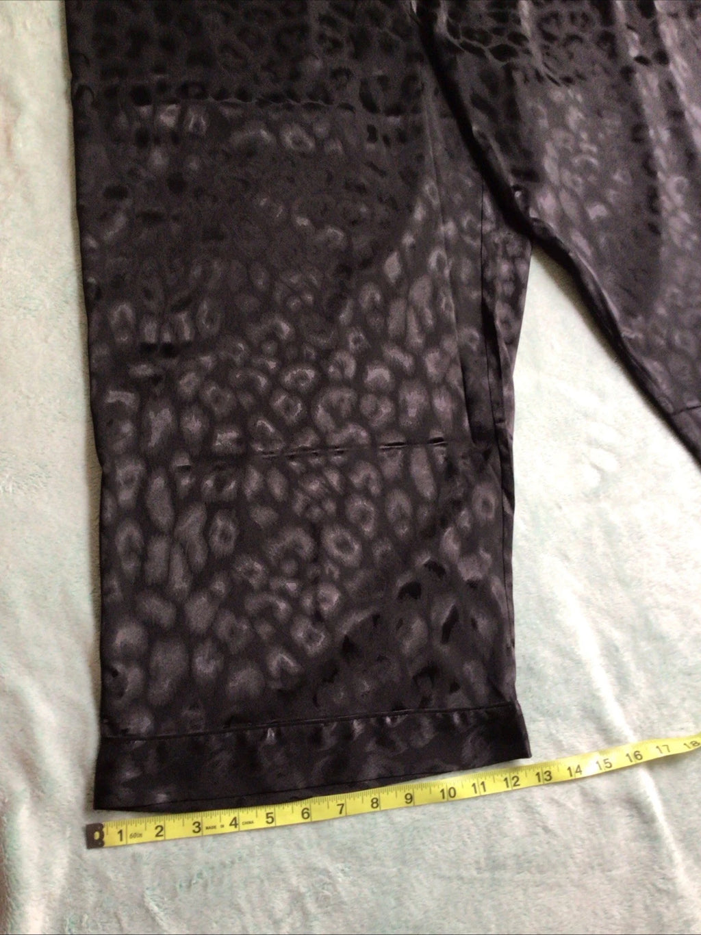 Natori Satin Pajamas Shirt Pants Black Animal Print Size 3XL Lounge Wear