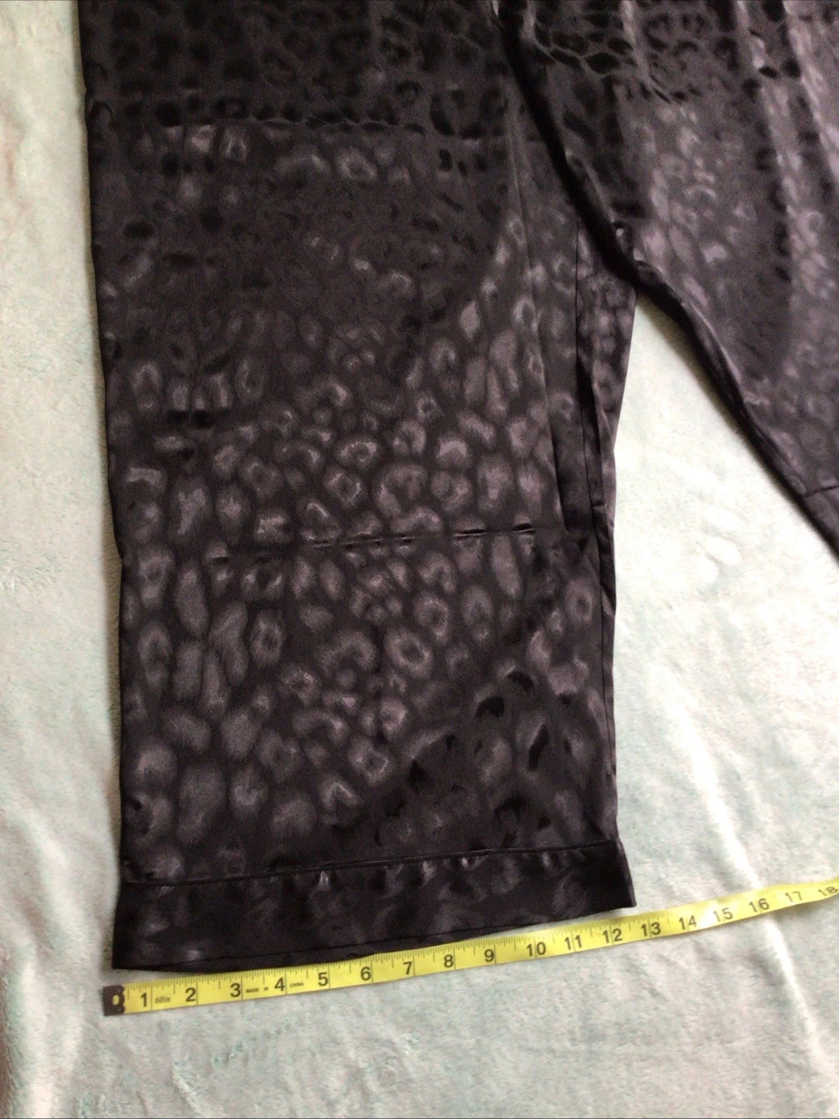 Natori Satin Pajamas Shirt Pants Black Animal Print Size 3XL Lounge Wear