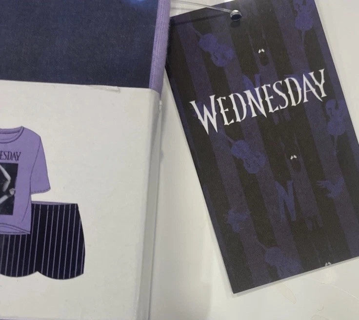 Wednesday Addams Ladies Top & Shorts Pajama Set PJs New Primark Licensed Size S