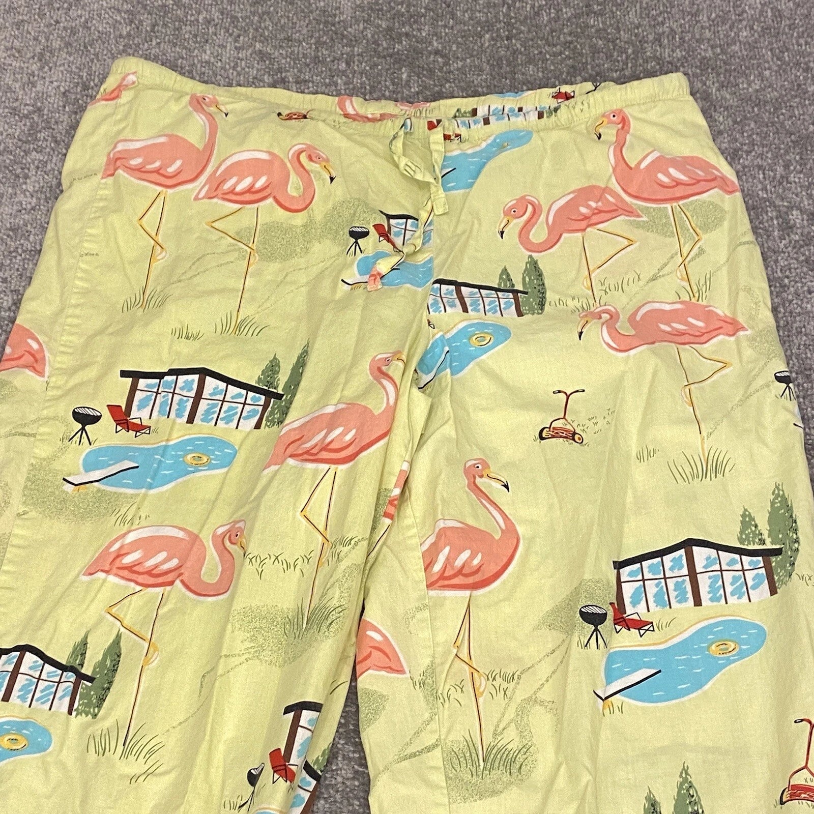 Nick And Nora Pajama Set Womens Small Flamingo Print Pool Top Capris