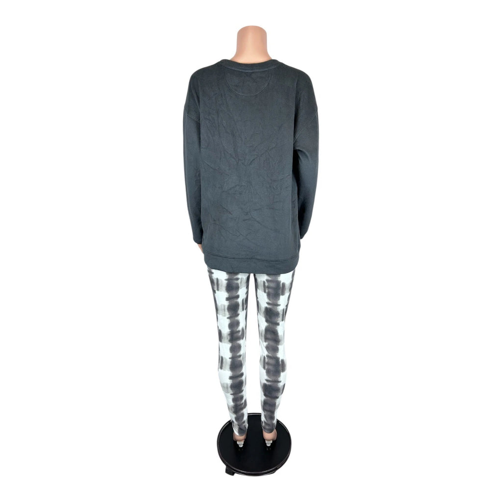 zuda Women's Fleece Crew Neck Top & Leggings Lounge Set Iron Plaid Medium Size